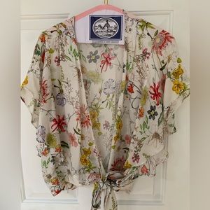 Parker NY 100% Silk Wrap Blouse Size M